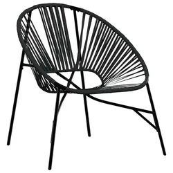vidaXL Gartenstuhl in Ei-Form Schwarz Poly Rattan