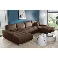 FEDVE Ecksofa Big Sofa Eckcouch mit Schlaffunktion DHAKA U Form Couch Sofagarnitur - Braun