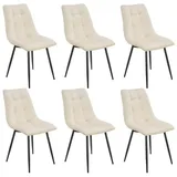 Juskys Esszimmerstühle Blanca 6er Set - Samt Stühle gepolstert - Stuhl Esszimmer & Küche Beige