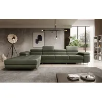 Luxusbetten24 Schlafsofa Designer Sofa Calvera Maxi in Bouclé, mit Stauraum und Schlaffunktion grün