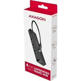 AXAGON HUE-C1C USB 3.0, 5-Port Hub, USB-C 4 Ports), Dockingstation - 20cm, Schwarz