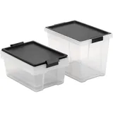 Tatay Aufbewahrungsbox 2x7 l + 1x15 l 3-tlg. Schwarz/Transparent
