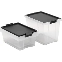 Tatay Aufbewahrungsbox 2x7 l + 1x15 l 3-tlg. Schwarz/Transparent