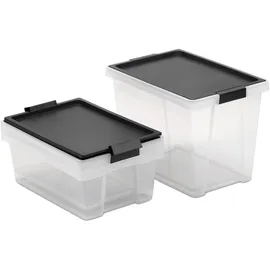 Tatay Aufbewahrungsbox 2x7 l + 1x15 l 3-tlg. Schwarz/Transparent