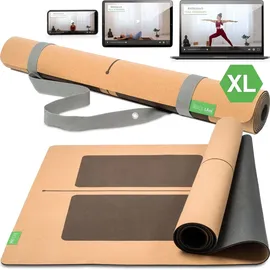 BACKLAxx BACKLAxx® Kork Yogamatte XL) mit Naturkautschuk inkl. Mattengurt nachhaltige Sportmatte Fitnessmatte mit Anti-Rutsch-Z... ® Braun