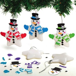 Weihnachtskugeln in Sternform "Schneemann"  (pro Set 6) Bastelaktivitäten zu Weihnachten