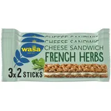 Wasa Knäckebrot Sandwich Cheese & French Herbs (8x 90g je 3x30g) I Knäckebrot-Snack aus Roggenvollkorn mit einer Füllung aus Käse & französischen Kräutern, je 2 Sticks, Perfekt für unterwegs