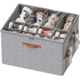 SONGMICS Aufbewahrungsbox Schuh-Organizer aus Stoff, Schuh-Organizer, Schuhaufbewahrung, für 16 Paar Schuhe, Schuhbox grau