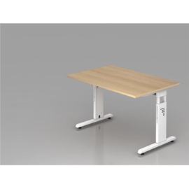 Hammerbacher Schreibtisch eiche rechteckig, C-Fuß-Gestell weiß 120,0 x 80,0 cm