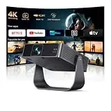 Smart Beamer【Kompatibel mit Netflix/Live TV/330° Drehbar】 Mini Beamer 4K mit Autofokus/6D Trapezkorrektur, Mini Projector 4K 1080P Full HD WiFi6 & Bluetooth Heimkino/Outdoor Klein Projektor für Handy