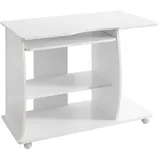 KADIMA DESIGN Computertisch GRASSE rollbar 90 x 71 x 50 cm mit Tastaturauszug, Laptop Tisch auf feststellbaren Rollen, PC-Tisch mit Drucker-Ablage