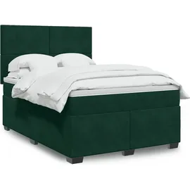 vidaXL Boxspringbett 140 x 200 cm Dunkelgrün