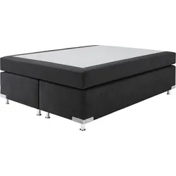 Boxspringbett "Holland", schwarz, B:142cm L:201cm, Microvelours (100% Polyester), WESTFALIA SCHLAFKOMFORT, Komplettbetten, Boxspringbett, ohne Kopfteil, frei im Raum stellbar