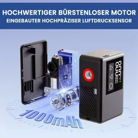 doinow Akku Elektropumpe Tragbare Fahrradpumpe mit LED-Licht schwarz