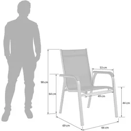 Kettler Basic Plus Stapelsessel 66 x 69 x 98 cm silber/anthrazit