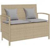 Gartenbank Mit Stauraum Und Kissen Beige Poly Rattan