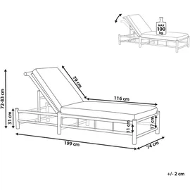 Beliani Ligure Gartenliege 199 x 74 x 72 cm Hellbraun