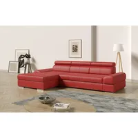 Ecksofa SIT & MORE "Broadway L-Form" Sofas Gr. B/H/T: 284cm x 79cm x 171cm, NaturLEDER, Recamiere links, ohne Bettfunktion, rot inklusive Kopfteilverstellung, wahlweise mit Bettfunktion