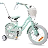 Mädchenfahrrad 14 Zoll Glocke Zusatzräder Schubstange Silver Moon minze - Grün