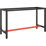 vidaXL Werkbankgestell Mattschwarz und Mattrot 140x50x79 cm Metall