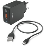 Hama Schnellladegerät mit Ladekabel Micro-USB Qualcomm 19.5W 1.5m schwarz (201621)
