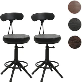 Mendler Barhocker HWC-O84 2er Set höhenverstellbar drehbar Kunstleder Metall Schwarz