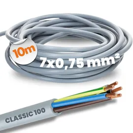 Lapp 10 Meter Lapp 0010026 Ölflex Classic 100 Steuerleitung 7x0,75 mm2 mit grün-gelben Schutzleiter 7g0,75 I 7 Adern Kabel I Farbcodierte Pvc Steuerleitung 7 adrig