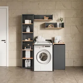 livinity Waschmaschinenschrank Paolina 68 x 88,2 cm Anthrazit/Goldkraft Eiche