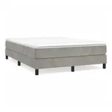 vidaXL Boxspringbett mit Matratze Hellgrau 140x200 cm Samt