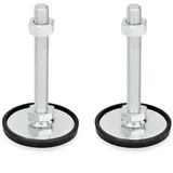 Ganter Normelemente | Stellfuß - GN 40-60-M12-60-A1-SK | Fußdurchmesser 60mm | Gummi Aufgeklipst | Stahl verzinkt | 2 Stück