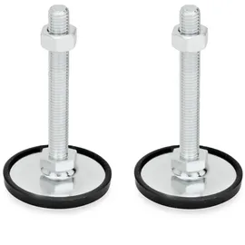 Ganter Normelemente | Stellfuß - GN 40-60-M12-60-A1-SK | Fußdurchmesser 60mm | Gummi Aufgeklipst | Stahl verzinkt | 2 Stück