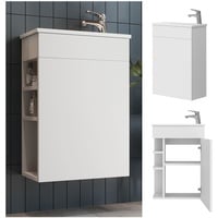 Vicco Badmöbel-Set Amadeo Weiß 2-teilig Waschbecken Waschtischunterschrank große Tür