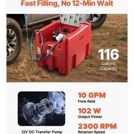 Vevor Dieselkraftstofftank 440 L Rot