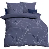 KAEPPEL Mako-Satin Floral Blau 155 x 220 cm + 80 x 80 cm