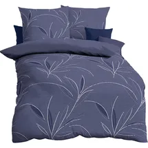 KAEPPEL Mako-Satin Floral Blau 155 x 220 cm + 80 x 80 cm