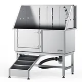 Vevor Professionelle Hundepflegewanne 1270mm Edelstahl Tierbadewanne Hundewaschstation 150kg Hunden Pflege Dusche Hundewaschanlage Haustierpflegewanne mit linker Tür Hundedusche Waschwanne