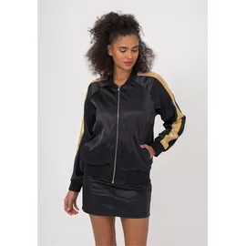 Freshlions Bomberjacke "Aurelia", Damen, Gr. S, schwarz, 100% Polyester, unifarben, lang, Rundhals, Jacken Bomberjacke, im sportlichen Design