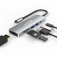 RedStar24 USB-C HUB 6 in 1 Adapter Multiport USB C mit HDMI 4K, USB 3.0, SD/TF Kartenleser Micro SD 55W PD | kompatibel für TV MacBook Pro, Air, iPad Pro, Samsung | Laptop und mehr Typ C Geräte