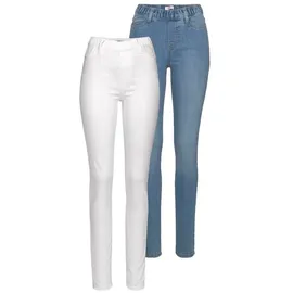 FLASHLIGHTS Jeansjeggings (Packung, 2er-Pack) enge Passform, Röhrenjeans, Used-Look-Waschung, hohe Leibhöhe weiß 34