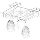 Relaxdays Weinglashalter, Schrankeinsatz für 12 Stielgläser, Bar - Küche, Gläserschiene Metall, 8,5x34,5x26cm, silber