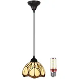 Uziqueif Tiffany Pendant Light, 8 Zoll Deckenlampe Wohnzimmer Hängend, Höhenverstellbar Pendelleuchte Esstisch, Glas Lampenschirm, Hängelampe für Esszimmer, Wohnzimmer, Schlafzimmer