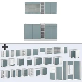 Vicco Küchenzeile R-Line 160 cm Blau-Grau/Weiß