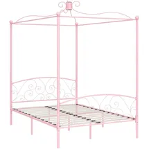 vidaXL Himmelbett-Gestell Rosa Metall 140 x 200 cm