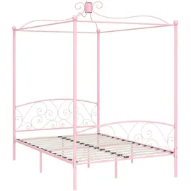 vidaXL Himmelbett-Gestell Rosa Metall 140 x 200 cm