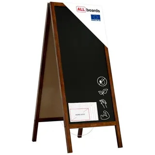 ALLboards Standtafel ALLboards Kundenstopper mit lackiertem Holzrahmen Werbetafel braun|schwarz 61 cm x 150 cm