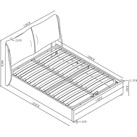 [en.casa] Polsterbett Lunner mit Bettkasten 140 x 200 cm Dunkelgrau