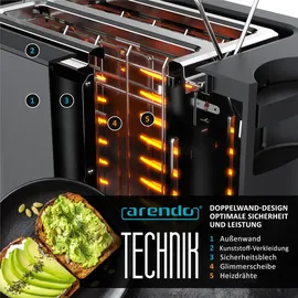 Arendo Toaster Kurzschlitz, Brötchenaufsatz, Wärmeisoliertes Gehäuse, Display, Touch