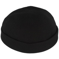 Bullani Baskenmütze randlose handgefertigte Docker Cap aus Schurwolle schwarz