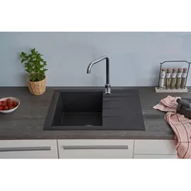Respekta Houston links Einbauspüle mineralit schwarz Handbetätigung 620 x 500 mm
