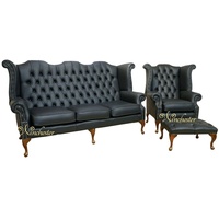 JVmoebel Chesterfield-Sofa, Chesterfield 3+1 Sitzer Garnitur Sofa Couch schwarz